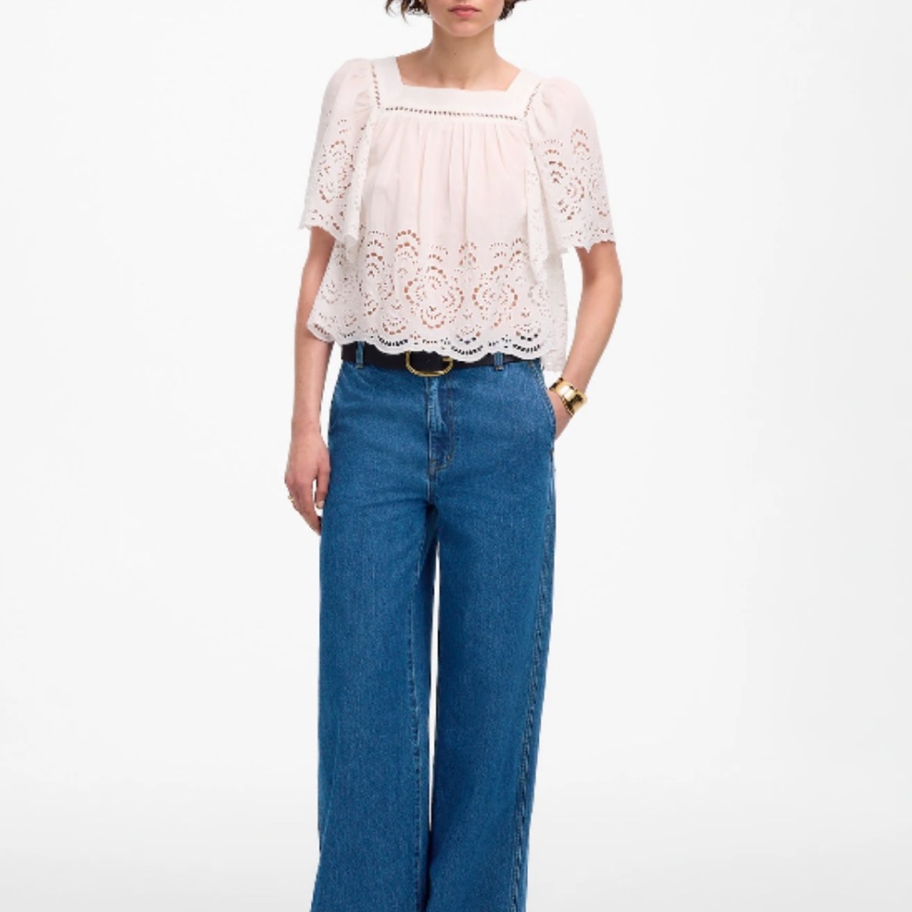 Madewell Wide-Sweep Denim Trousers in Dowe Wash size 27/4 NWT